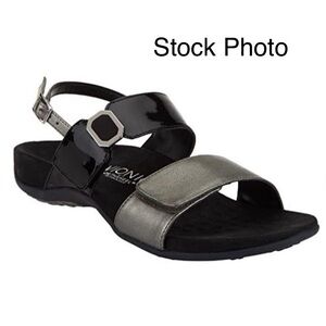 Vionic By Orthaheel Nancy Black Pewter Slingback Sandal